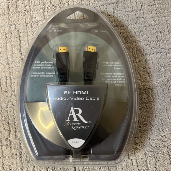 ACOUSTIC RESEARCH PRO II SERIES PR-185 24K GOLD PLATED HDMI 6 FOOT CABLE - Picture 1 of 4
